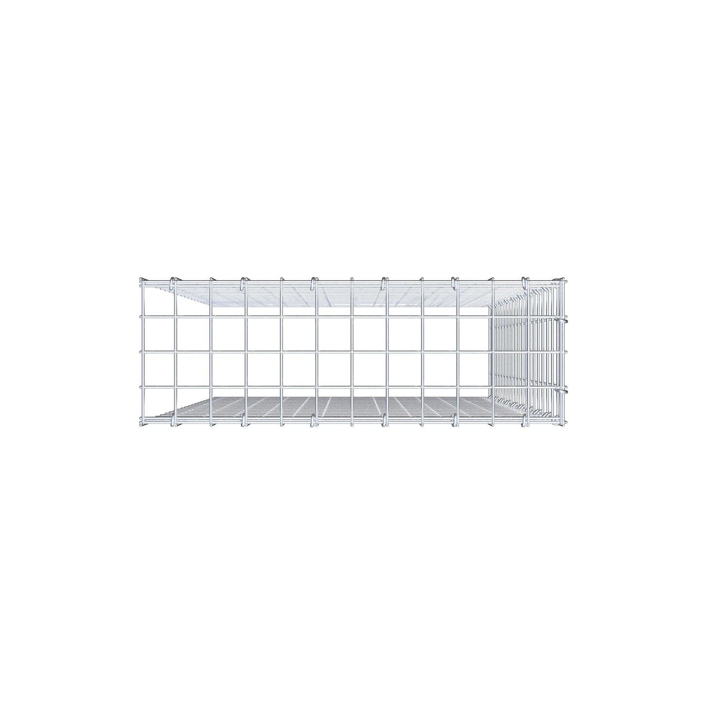Typ 4 påbyggnadsgabion 100 cm x 60 cm x 20 cm (L x H x D), maskstorlek 5 cm x 5 cm, C-ring