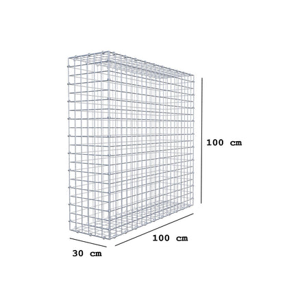 Gabbione 100 cm x 100 cm x 30 cm (L x H x P), maglia 5 x 5 cm, anello a spirale