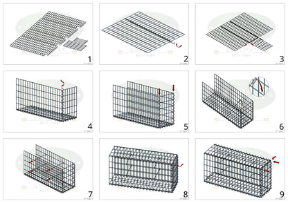 Anbaugabione Typ 2 80 cm x 50 cm x 50 cm (L x H x T), Maschenweite 5 cm x 10 cm, Spirale