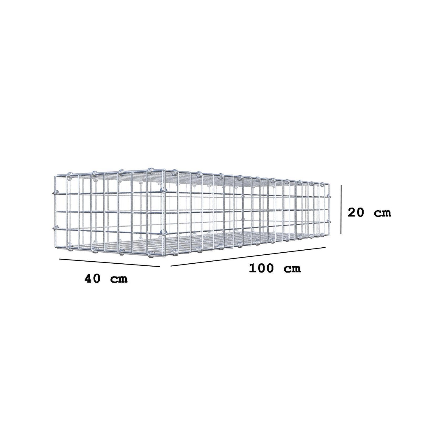 Schanskorf 100 cm x 20 cm x 40 cm (L x H x D), maaswijdte 5 x 5 cm, spiraalring