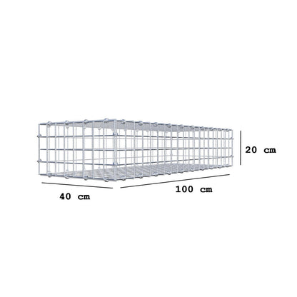Schanskorf 100 cm x 20 cm x 40 cm (L x H x D), maaswijdte 5 x 5 cm, spiraalring