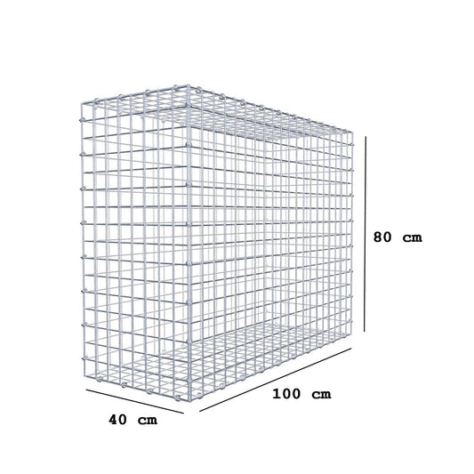 Gabbione 100 cm x 80 cm x 40 cm (L x H x P), maglia 5 x 5 cm, anello a spirale