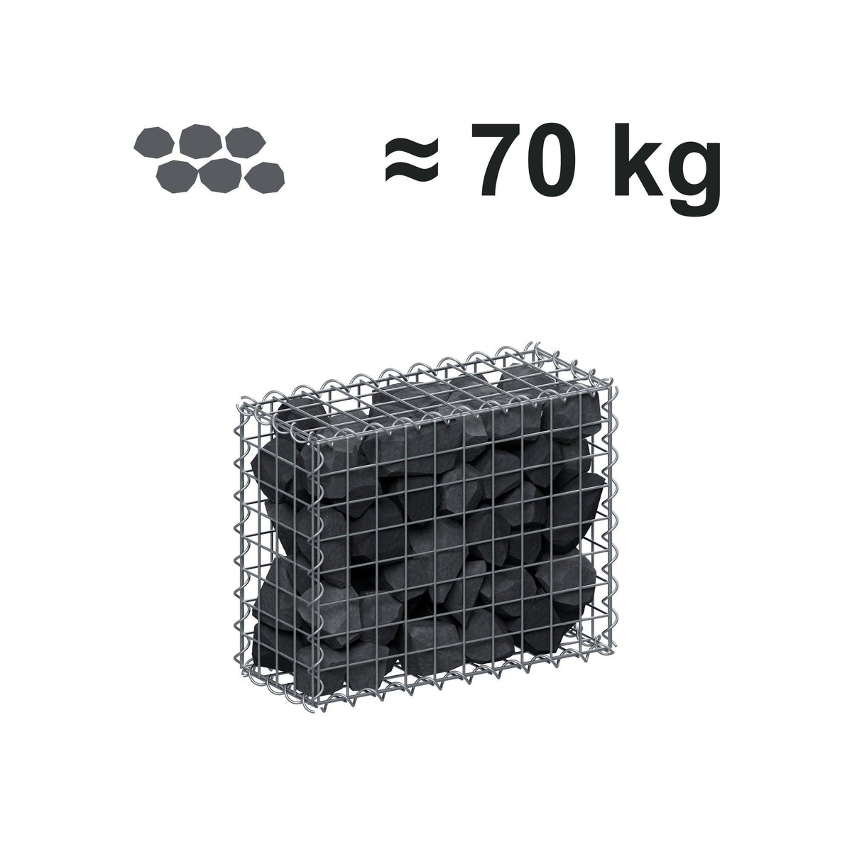Gabion 50 cm x 40 cm x 20 cm (L x H x D), maskestørrelse 5 cm x 5 cm, spiral