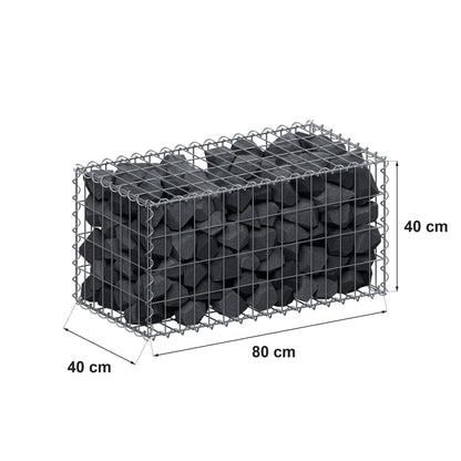 Gabion 80 cm x 40 cm x 40 cm (L x H x D), maskstorlek 5 cm x 10 cm, spiral
