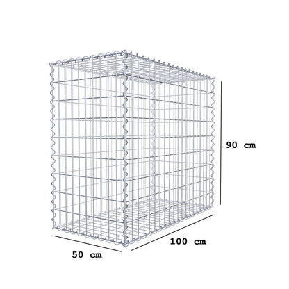 Gabion 100 cm x 90 cm x 50 cm (L x H x D), maskestørrelse 5 cm x 10 cm, spiral