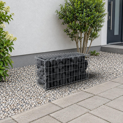 Schanskorf 80 cm x 40 cm x 30 cm (L x H x D), maaswijdte 5 cm x 10 cm, spiraalvormig