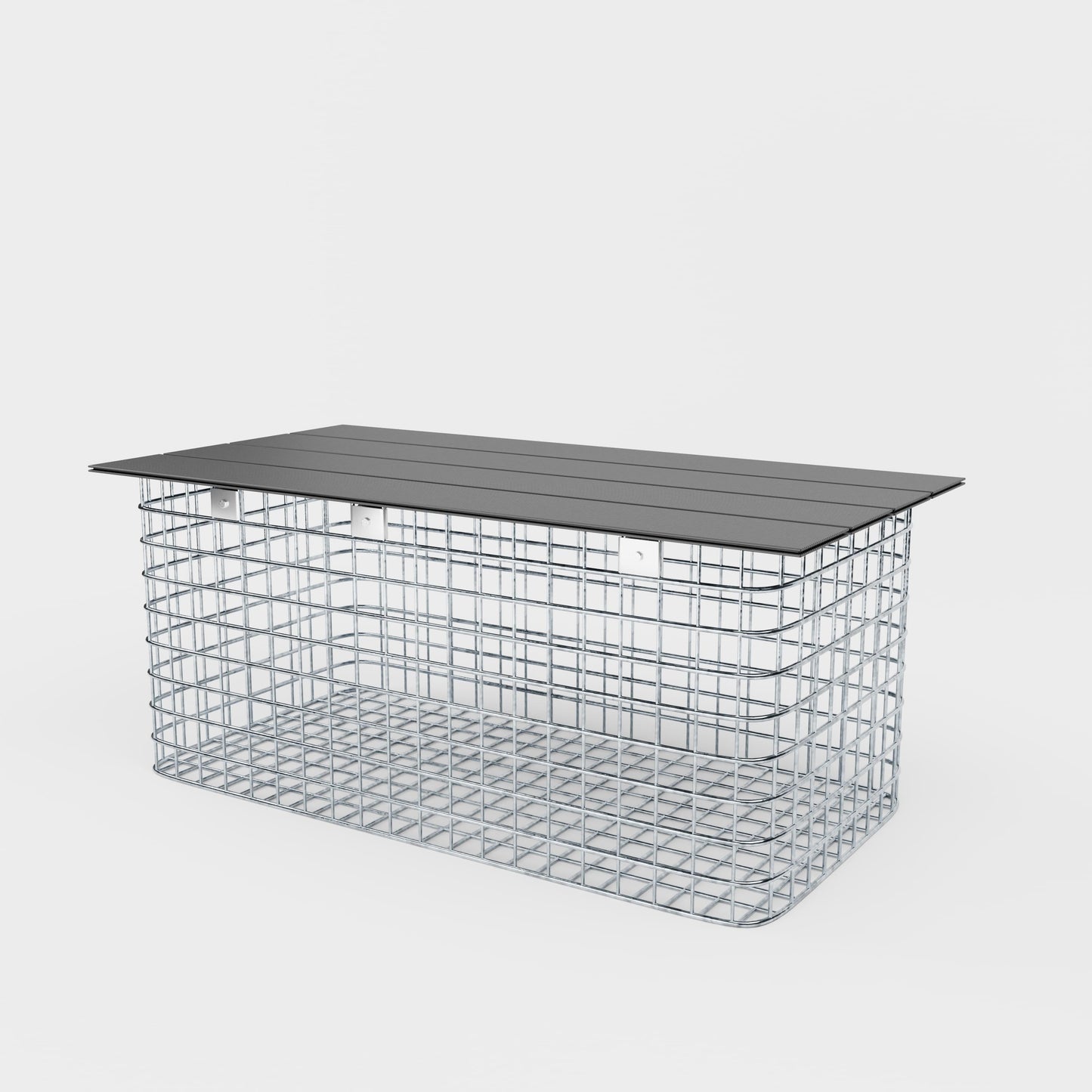 Banco de jardín 102 x 45 x 52 cm MW 5 x 5 cm galvanizado en caliente, con tablero reciclado en antracita