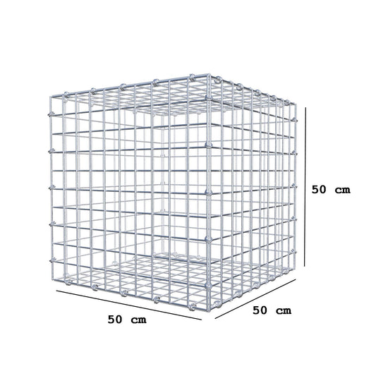 Gabbione 50 cm x 50 cm x 50 cm (L x H x P), maglia 5 x 5 cm, anello a spirale