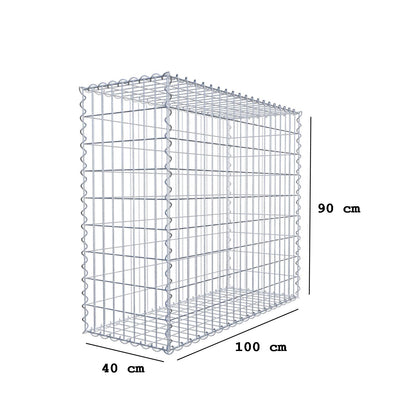 Gabione 100 cm x 90 cm x 40 cm (L x H x T), Maschenweite 5 cm x 10 cm, Spirale