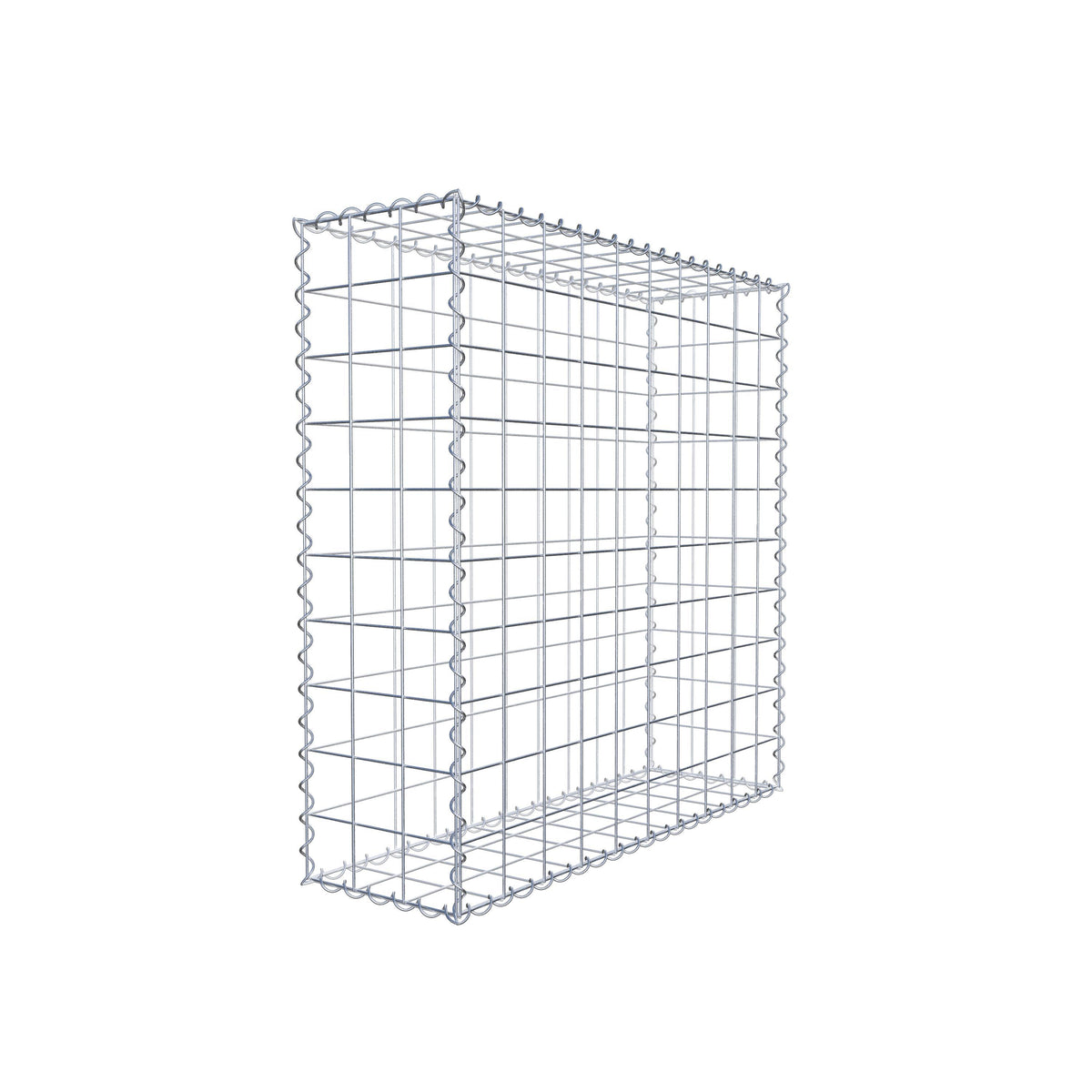 Schanskorf 100 cm x 100 cm x 30 cm (L x H x D), maaswijdte 10 cm x 10 cm, spiraalvormig