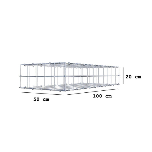 Gabion 100 cm x 20 cm x 50 cm (L x H x D), mesh size 10 x 10 cm, spiral ring