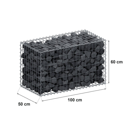 Gabione 100 cm x 60 cm x 50 cm (L x H x T), Maschenweite 5 cm x 10 cm, Spirale