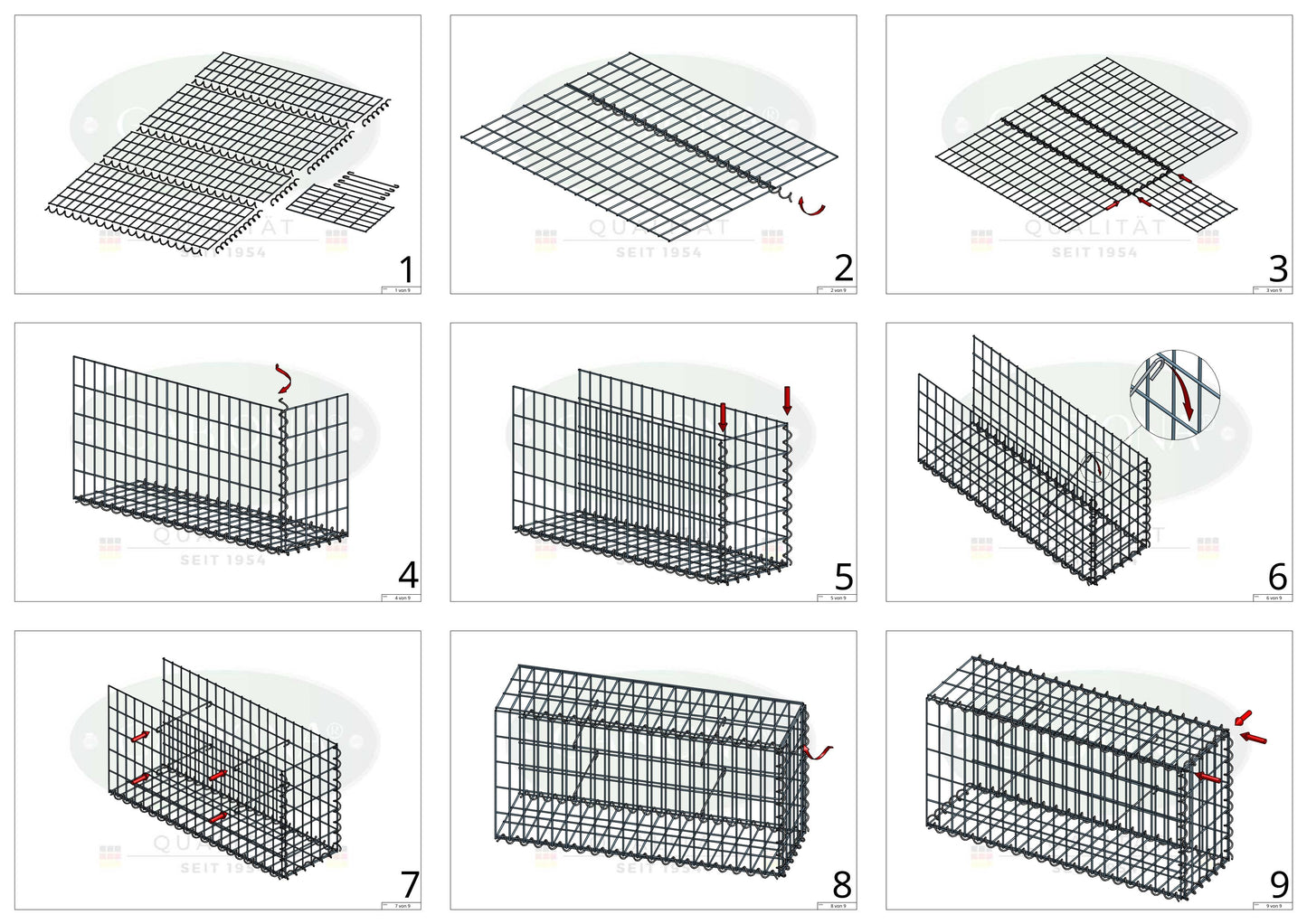 Gavión complementario tipo 2 100 cm x 80 cm x 50 cm (L x A x P), malla 5 cm x 10 cm, espiral