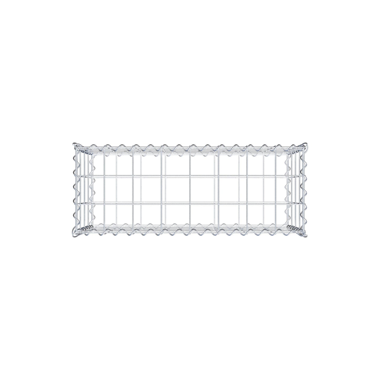 Schanskorf 80 cm x 40 cm x 30 cm (L x H x D), maaswijdte 10 cm x 10 cm, spiraalvormig