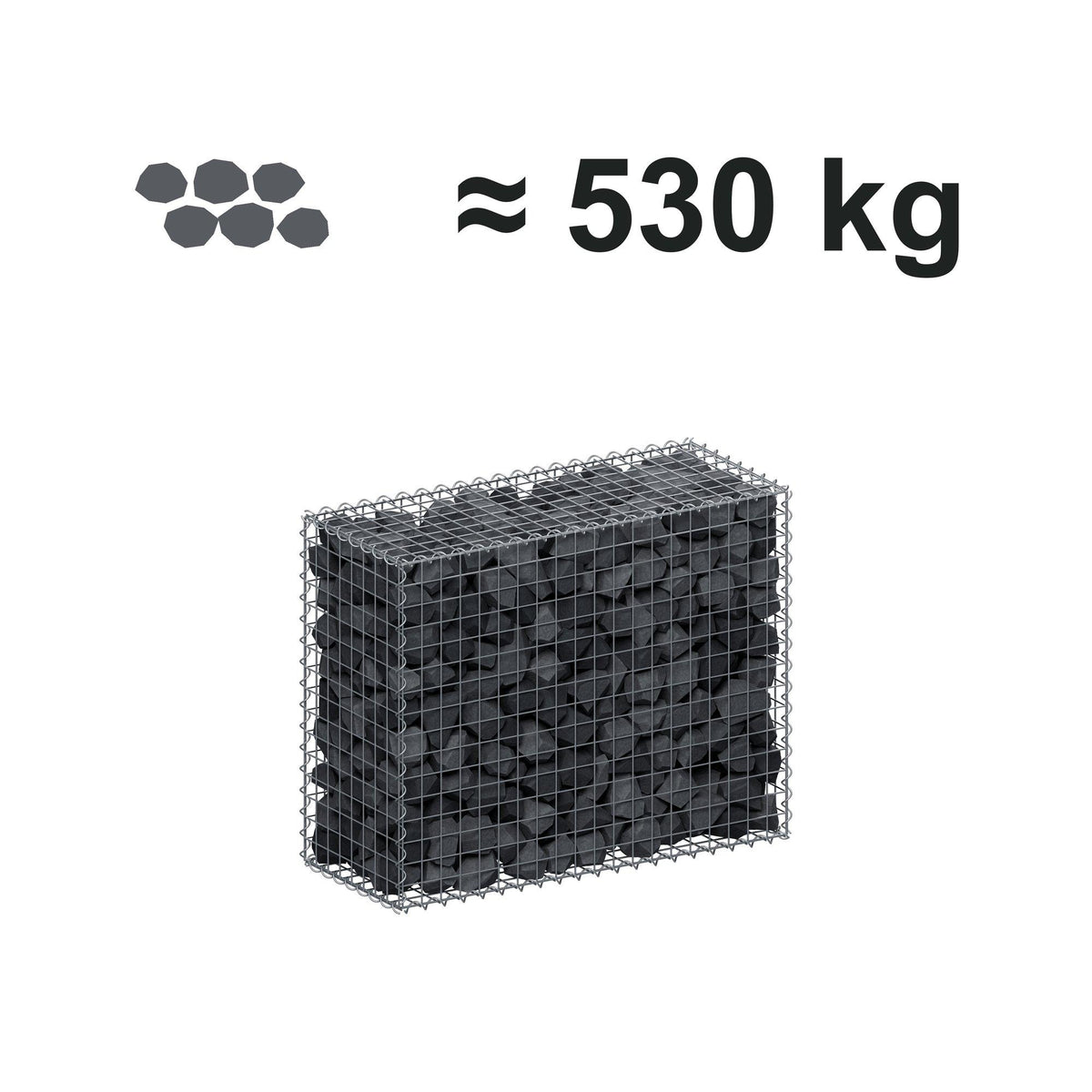 Schanskorf 100 cm x 80 cm x 40 cm (L x H x D), maaswijdte 5 cm x 5 cm, spiraalvormig