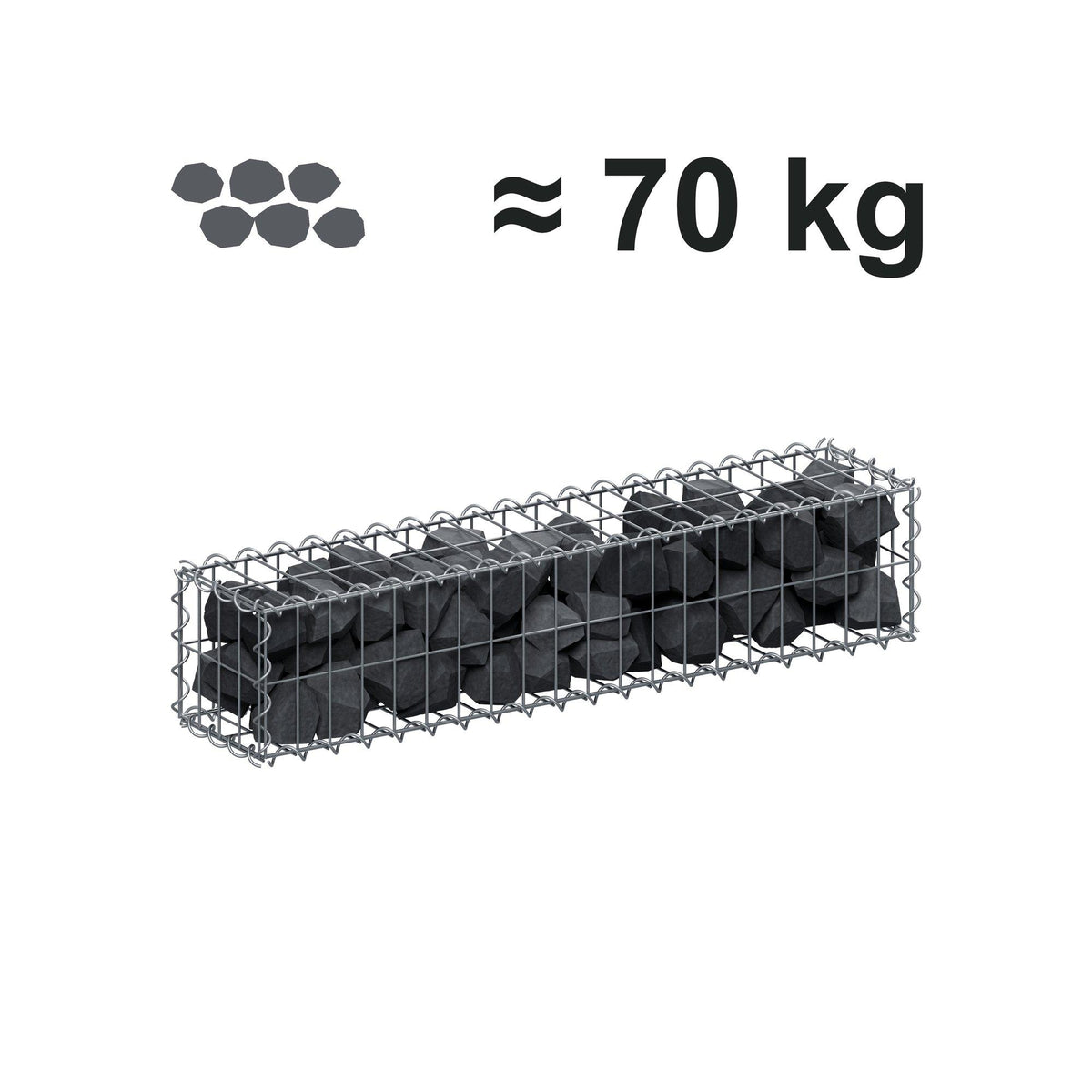 Gabion 100 cm x 20 cm x 20 cm (L x H x D), maskestørrelse 5 cm x 10 cm, spiral