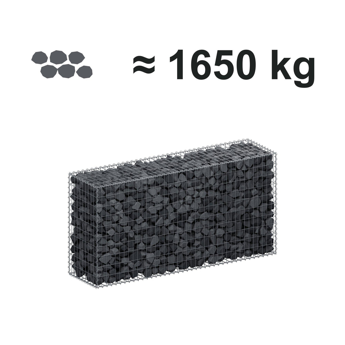 Gabione 200 cm x 100 cm x 50 cm (L x H x T), Maschenweite 5 cm x 10 cm, Spirale