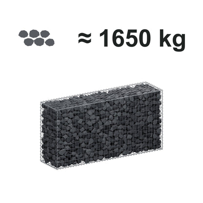 Gabione 200 cm x 100 cm x 50 cm (L x H x T), Maschenweite 5 cm x 10 cm, Spirale