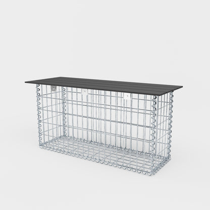 Gartenbank Spiralgabione 105 x 50 x 30 cm - MW 5 x 10 cm, mit Recyclingauflage in anthrazit