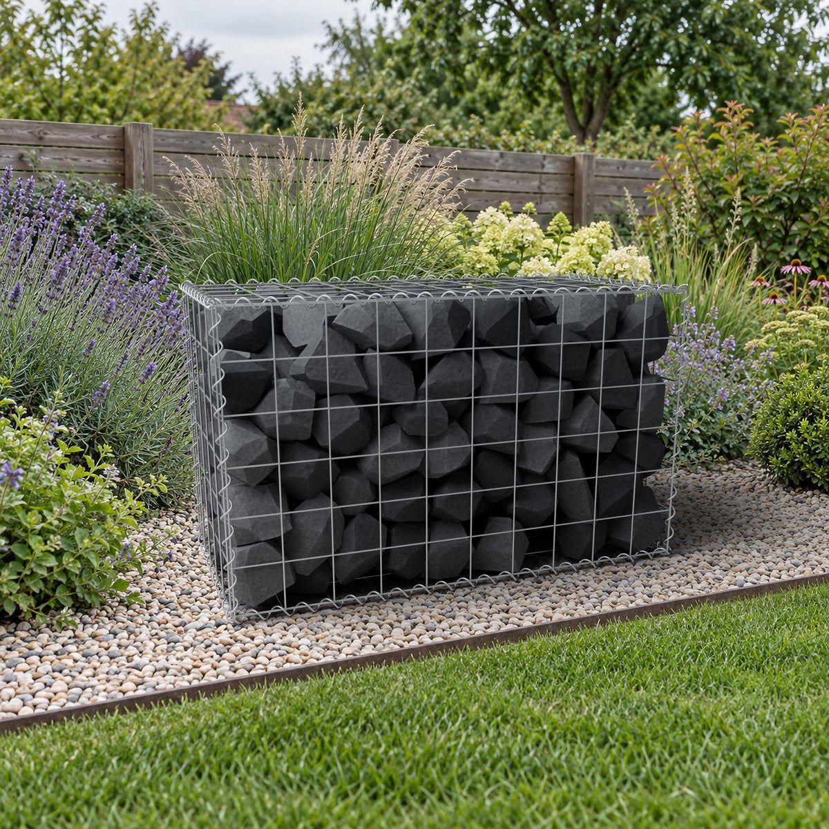 Gabion 100 cm x 60 cm x 50 cm (L x H x D), maskestørrelse 10 cm x 10 cm, spiral