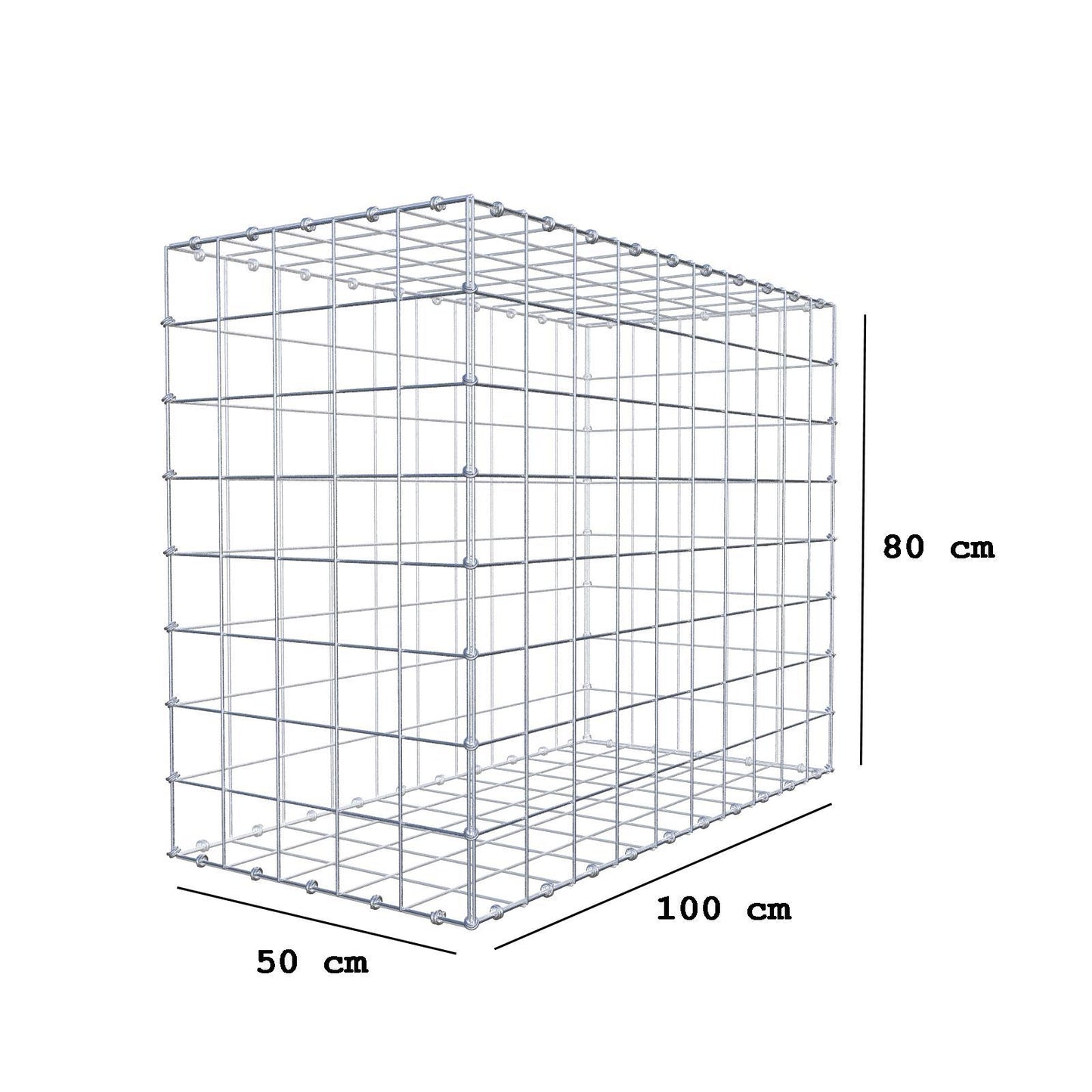 Schanskorf 100 cm x 80 cm x 50 cm (L x H x D), maaswijdte 10 x 10 cm, spiraalring