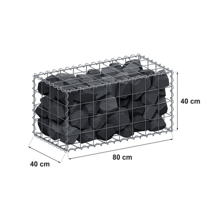 Gabbione 80 cm x 40 cm x 40 cm (L x H x P), maglia 10 cm x 10 cm, spirale