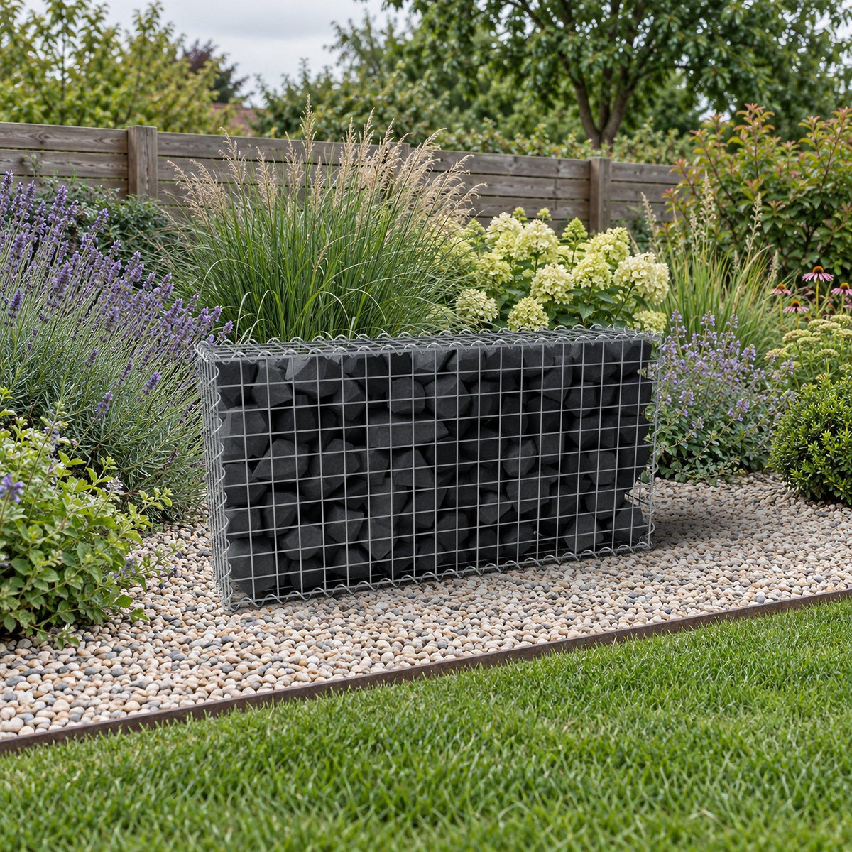 Gabion 100 cm x 50 cm x 20 cm (L x H x D), maskstorlek 5 cm x 5 cm, spiral