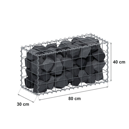 Gabion 80 cm x 40 cm x 30 cm (L x H x D), maskestørrelse 10 cm x 10 cm, spiral