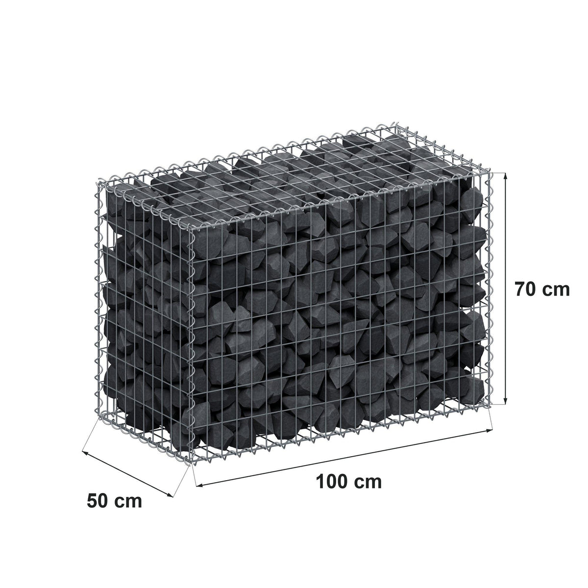 Gabbione 100 cm x 70 cm x 50 cm (L x H x P), maglia 5 cm x 10 cm, spirale