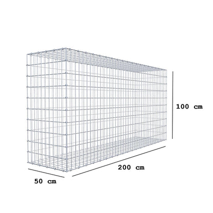 Gabion 200 cm x 100 cm x 50 cm (L x H x P), mailles 5 x 10 cm, anneau en spirale