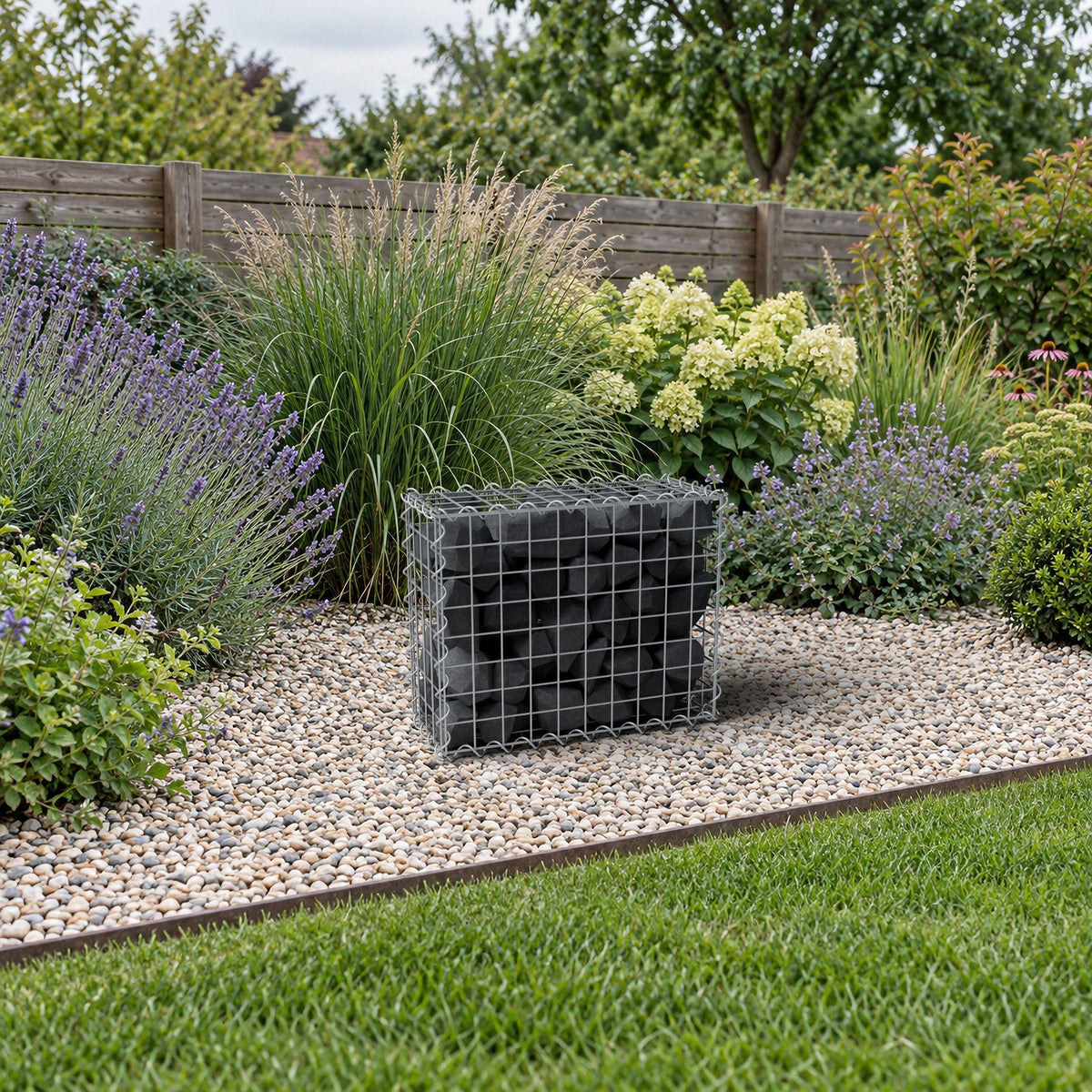 Gabion 50 cm x 40 cm x 20 cm (L x H x D), maskestørrelse 5 cm x 5 cm, spiral