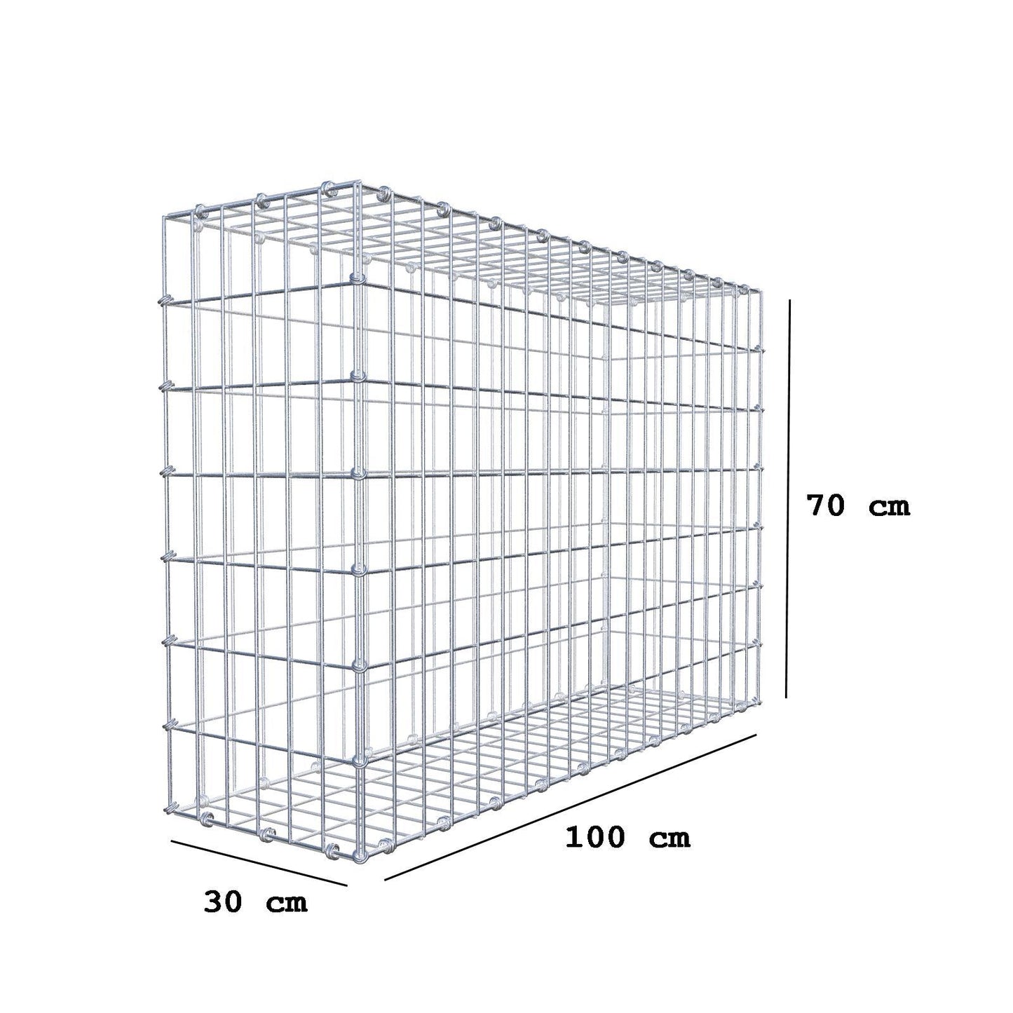 Schanskorf 100 cm x 70 cm x 30 cm (L x H x D), maaswijdte 5 x 10 cm, spiraalring