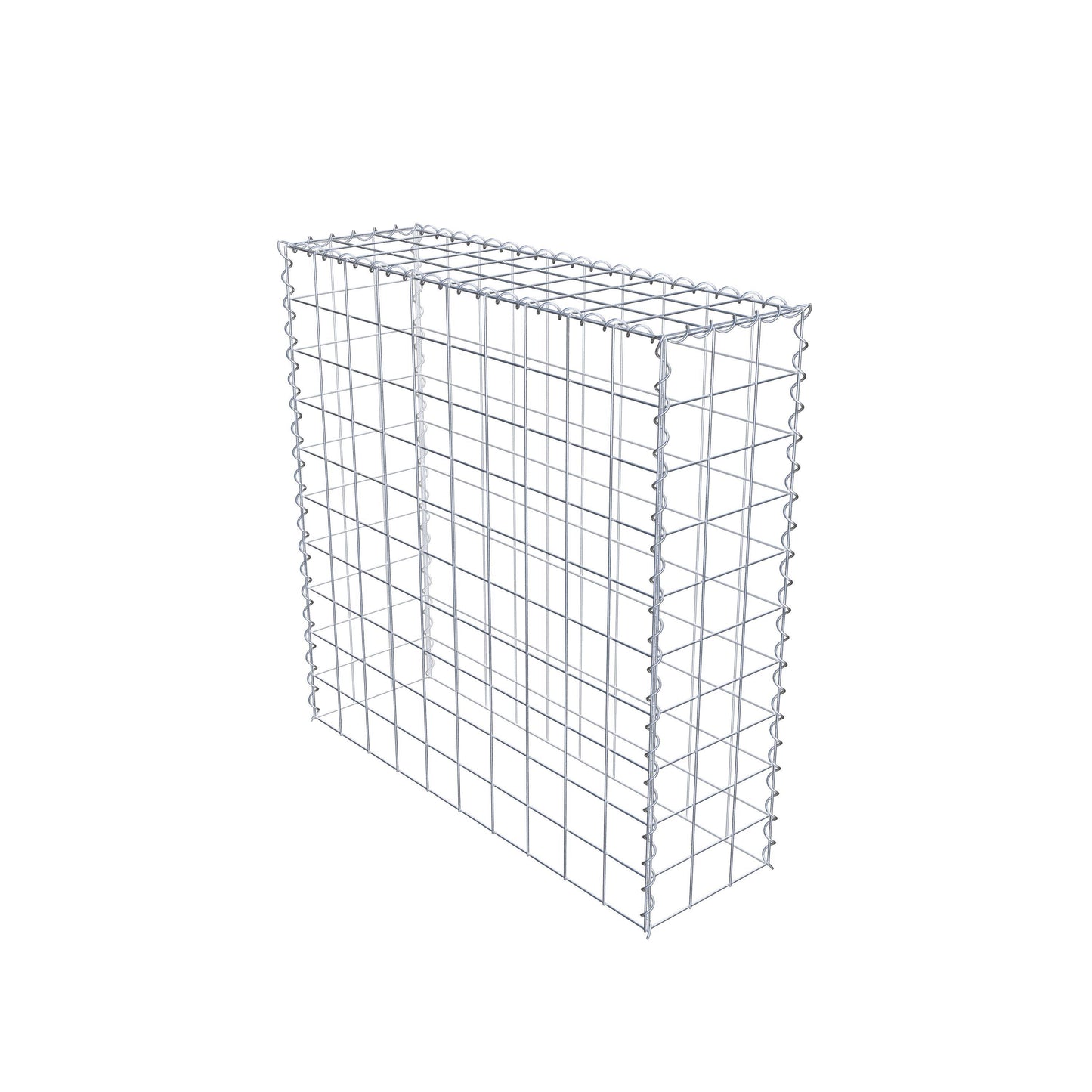 Opbouw schanskorf type 3 100 cm x 100 cm x 30 cm (L x H x D), maaswijdte 10 cm x 10 cm, spiraal