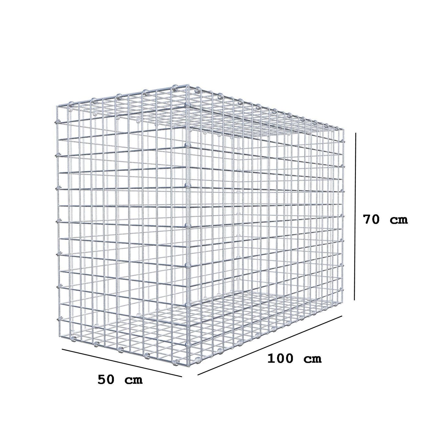 Gabbione 100 cm x 70 cm x 50 cm (L x H x P), maglia 5 x 5 cm, anello a spirale