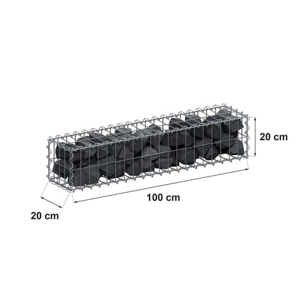 Gabion 100 cm x 20 cm x 20 cm (L x H x D), maskestørrelse 5 cm x 10 cm, spiral