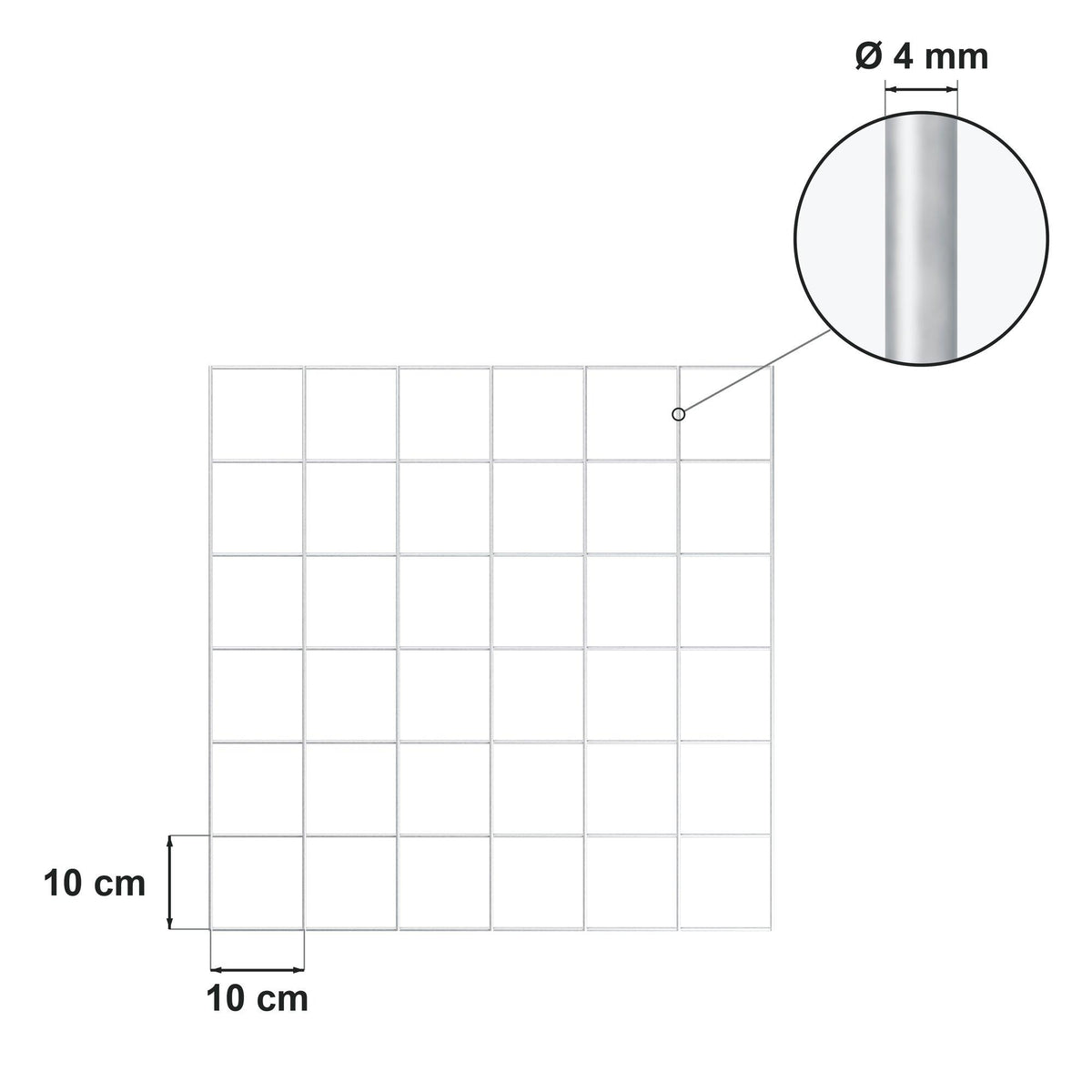 Gabion 50 cm x 40 cm x 40 cm (L x H x P), mailles 10 cm x 10 cm, spirale