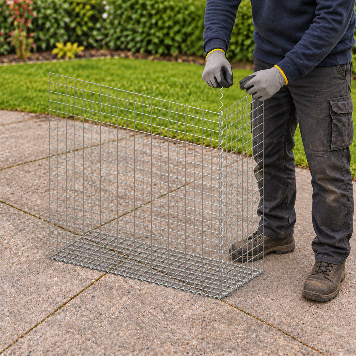 Gabion 100 cm x 100 cm x 40 cm (L x H x P), mailles 5 cm x 5 cm, spirale