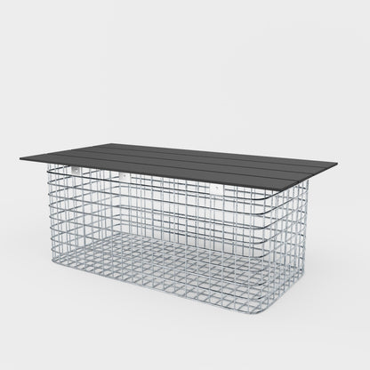 Banco de jardín 102 x 45 x 52 cm MW 5 x 5 cm galvanizado en caliente, con tablero reciclado en antracita