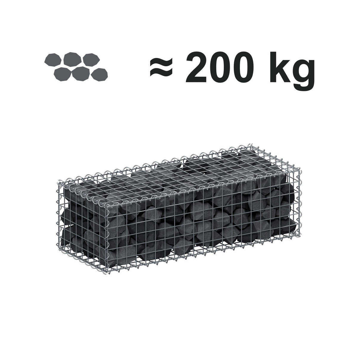 Schanskorf 100 cm x 30 cm x 40 cm (L x H x D), maaswijdte 5 cm x 5 cm, spiraalvormig