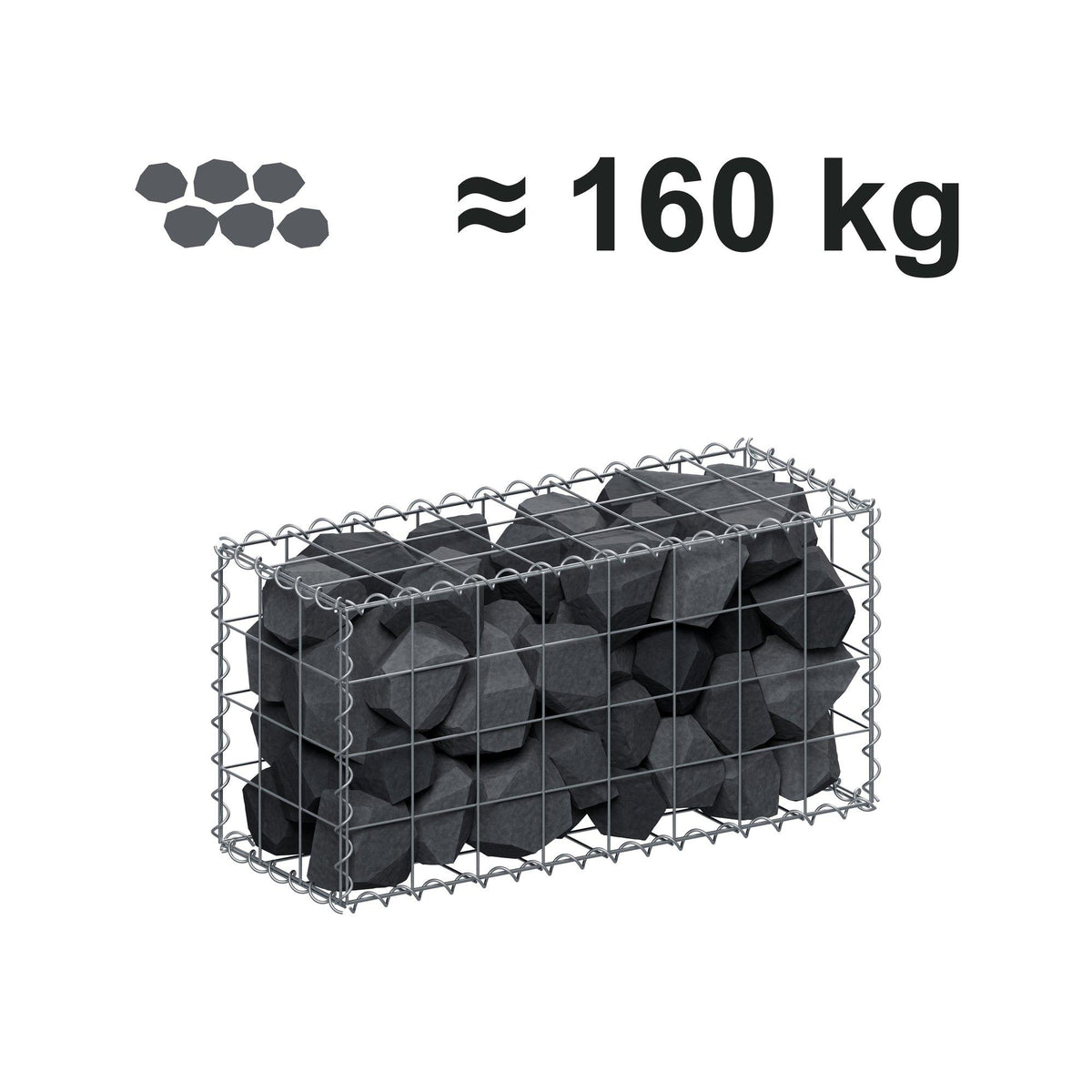 Gabion 80 cm x 40 cm x 30 cm (L x H x D), maskestørrelse 10 cm x 10 cm, spiral