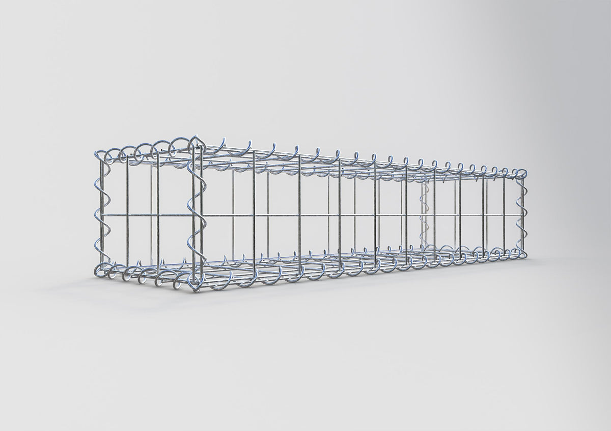 Gabione 100 cm x 20 cm x 30 cm (L x H x T), Maschenweite 10 cm x 10 cm, Spirale