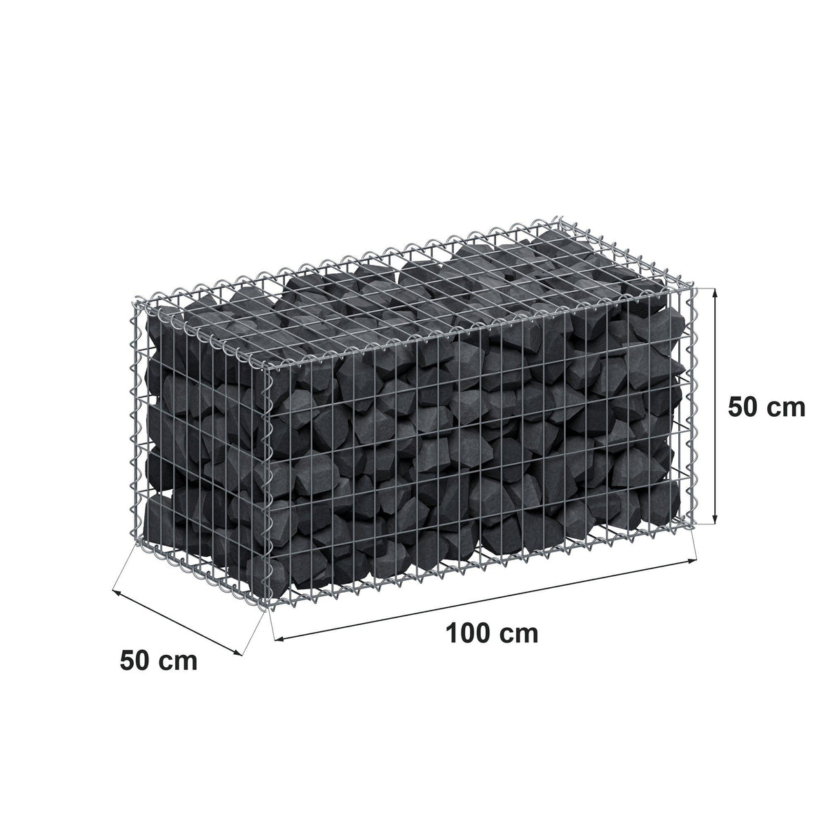 Gabbione 100 cm x 50 cm x 50 cm (L x H x P), maglia 5 cm x 10 cm, spirale