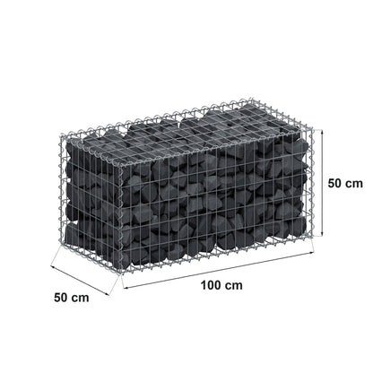 Gabbione 100 cm x 50 cm x 50 cm (L x H x P), maglia 5 cm x 10 cm, spirale