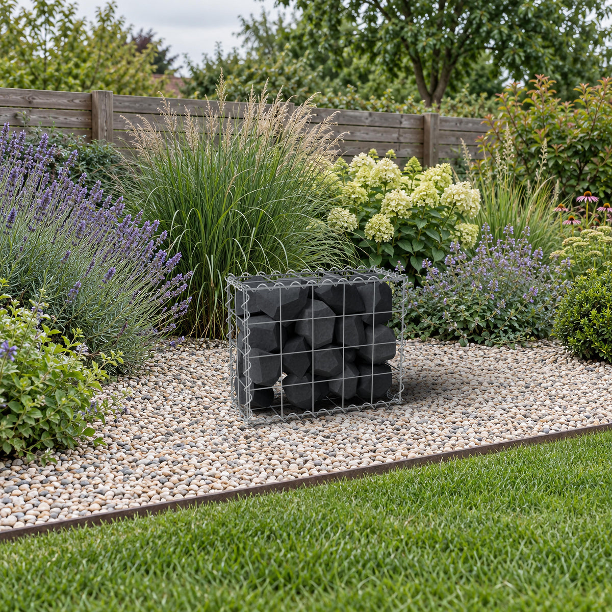Gabion 50 cm x 40 cm x 20 cm (L x H x D), maskestørrelse 10 cm x 10 cm, spiral