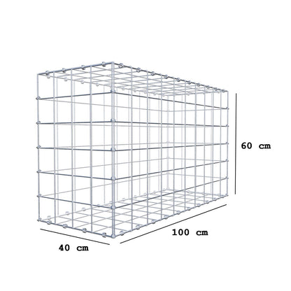 Gabion 100 cm x 60 cm x 40 cm (L x H x D), maskstorlek 10 x 10 cm, spiralring