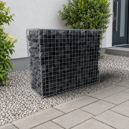 Schanskorf 100 cm x 80 cm x 40 cm (L x H x D), maaswijdte 5 cm x 5 cm, spiraalvormig