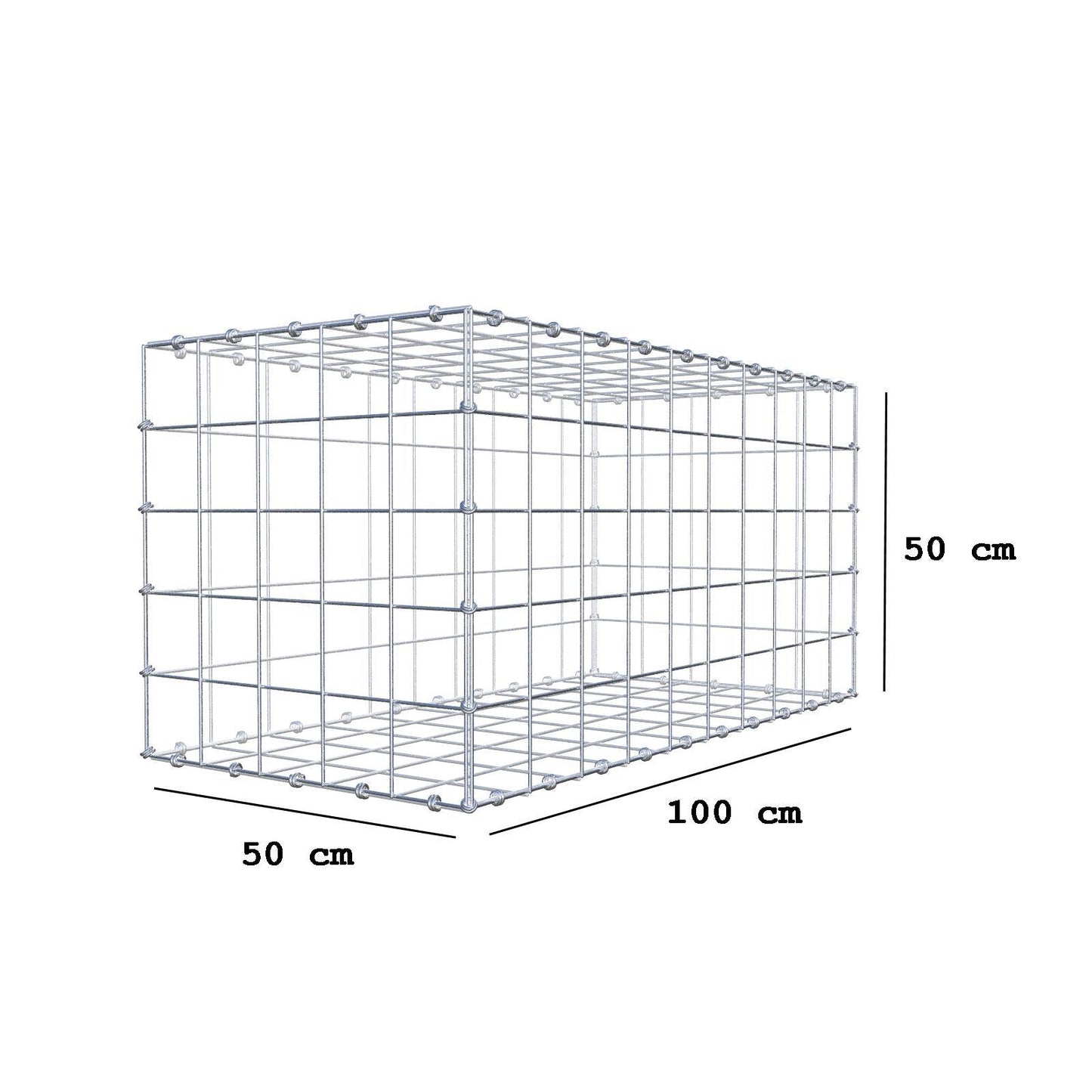 Gabbione 100 cm x 50 cm x 50 cm (L x H x P), maglia 10 x 10 cm, anello a spirale