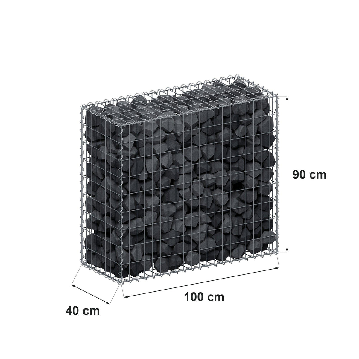 Gabion 100 cm x 90 cm x 40 cm (L x H x D), maskstorlek 5 cm x 10 cm, spiral