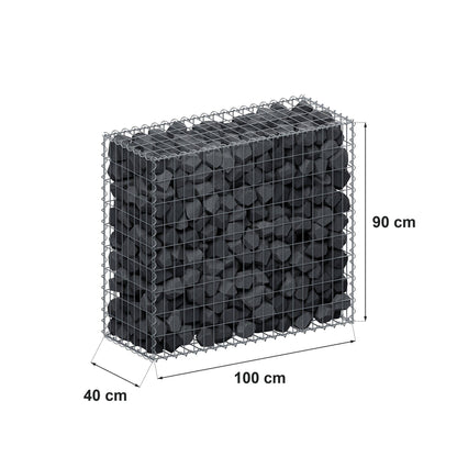 Gabion 100 cm x 90 cm x 40 cm (L x H x D), maskstorlek 5 cm x 10 cm, spiral