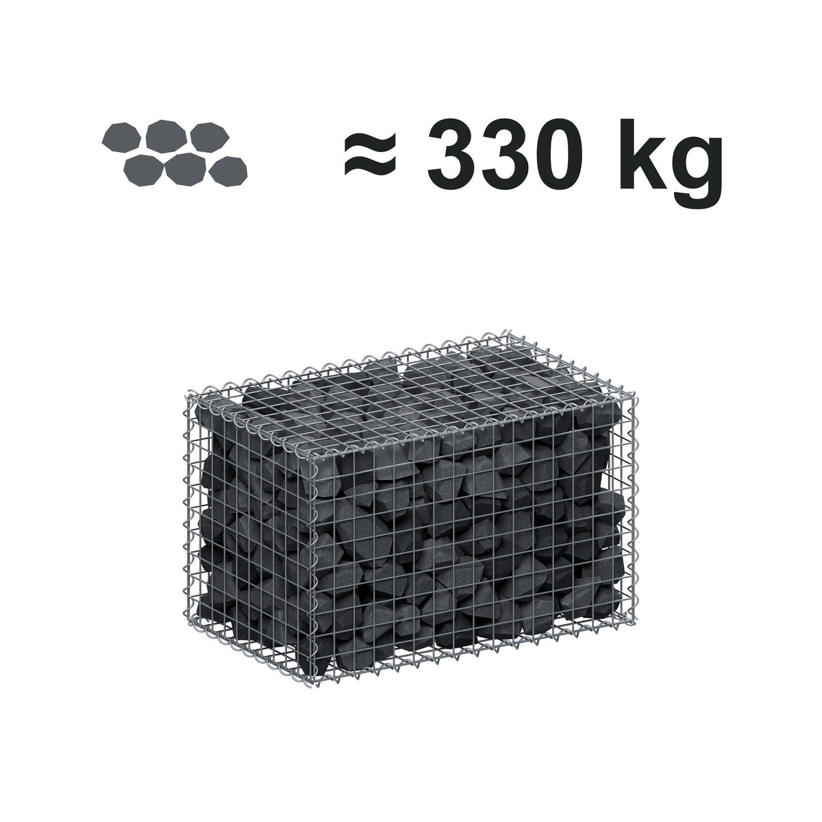 Gabion 80 cm x 50 cm x 50 cm (L x H x P), mailles 5 cm x 5 cm, spirale